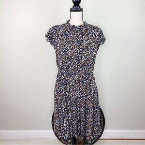 Kirundo Navy Fall floral short sleeve dress size M
